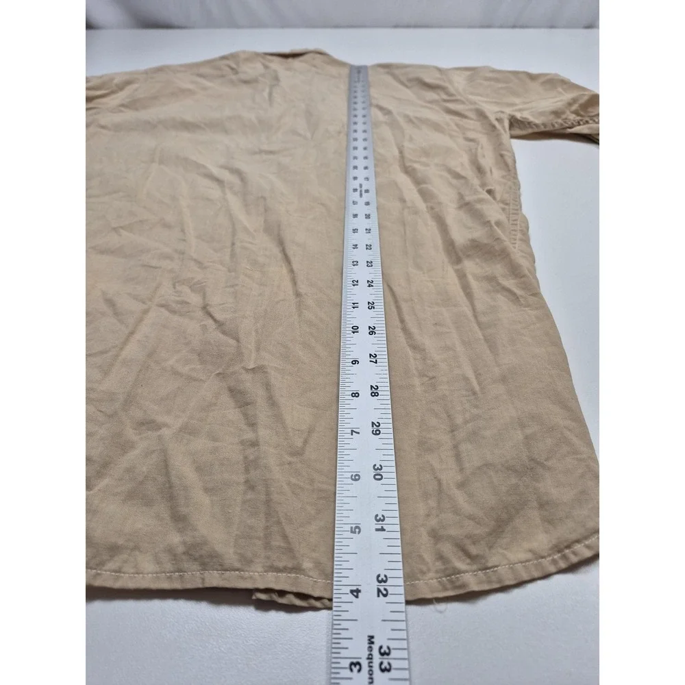 VTG Banana Republic Shirt Mens L Beige Safari Utility L/S Button Up Pockets